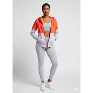 Nike Dri-Fit Pro Athletic Track Jacket Convertible Hood Red Grey Women's Small